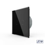 Сенсорный радиоуправляемый выключатель для жалюзи Livolo 2 клавиши 1 модуль Черный