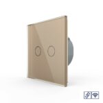 Сенсорный радиоуправляемый выключатель для жалюзи Livolo 2 клавиши 1 модуль Золотой