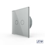 Сенсорный радиоуправляемый выключатель для жалюзи Livolo 2 клавиши 1 модуль Серый