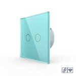 Сенсорный радиоуправляемый выключатель для жалюзи Livolo 2 клавиши 1 модуль Зеленый