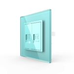 Розетка Livolo телефон двойная Зеленая