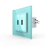 Розетка Livolo USB с блоком 5В 2.1А двойная Зеленая