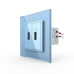 Розетка Livolo USB с блоком 5В 2.1А двойная Синяя