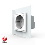 Розетка электрическая ZigBee (Wi-Fi) с заземлением защитными шторками 16A Livolo 1 пост Белая