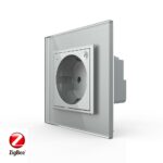 Розетка электрическая ZigBee (Wi-Fi) с заземлением защитными шторками 16A Livolo 1 пост Серая
