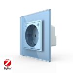 Розетка электрическая ZigBee (Wi-Fi) с заземлением защитными шторками 16A Livolo 1 пост Синяя