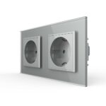 Розетка Livolo 2 модуля Серая