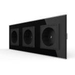 Розетка Livolo 3 модуля Черная