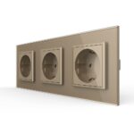 Розетка Livolo 3 модуля Золотая