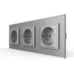 Розетка Livolo 3 модуля Серая