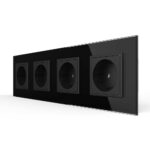 Розетка Livolo 4 модуля Черная