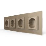 Розетка Livolo 4 модуля Золотая