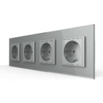 Розетка Livolo 4 модуля Серая