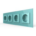 Розетка Livolo 4 модуля Зеленая