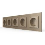 Розетка Livolo 5 модулей Золотая