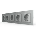 Розетка Livolo 5 модулей Серая