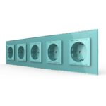 Розетка Livolo 5 модулей Зеленая