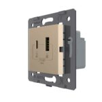 Розетка USB type C+A с блоком питания 36W Livolo, цвет золотой (механизм)