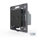 Двухклавишный проходной сенсорный выключатель Livolo Module с функцией радиоуправления, цвет черный (механизм)