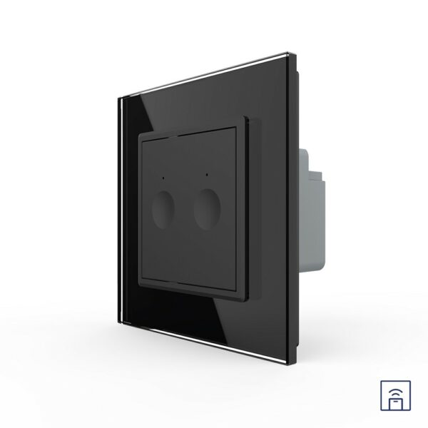 Двухклавишный сенсорный выключатель Livolo Module с функцией радиоуправления, цвет черный