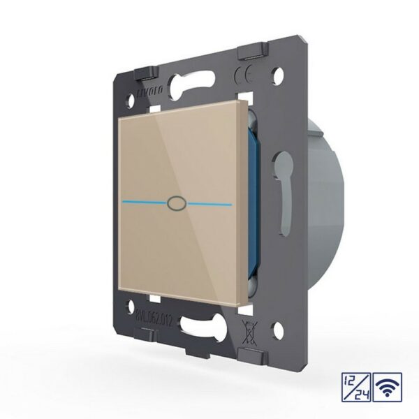 Одноклавишный сенсорный выключатель Livolo Quadro 12/24В с функцией радиоуправления, цвет золотой (механизм)
