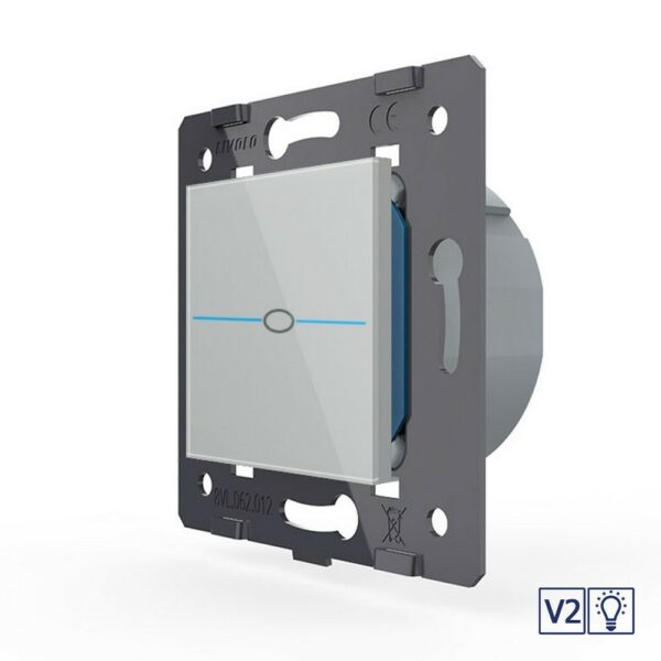 Одноклавишный сенсорный диммер Livolo Quadro версия 2, цвет серый (механизм)