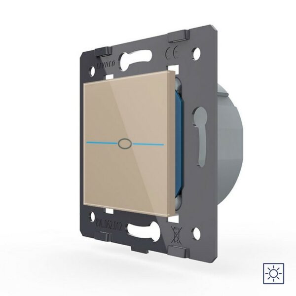 Одноклавишный сенсорный выключатель Livolo Quadro сухой контакт, цвет золотой (механизм)