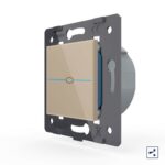 Одноклавишный проходной сенсорный выключатель Livolo Quadro, цвет золотой (механизм)