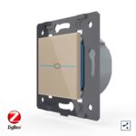 Одноклавишный проходной сенсорный выключатель Livolo ZigBee Quadro, цвет золотой (механизм)