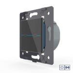 Двухклавишная импульсная сенсорная кнопка Livolo Quadro сухой контакт, цвет черный (механизм)