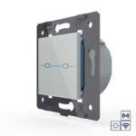Двухклавишная импульсная сенсорная кнопка Livolo Quadro сухой контакт с функцией радиоуправления, цвет серый (механизм)