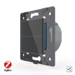 Двухклавишный проходной сенсорный выключатель Livolo ZigBee Quadro, цвет черный (механизм)