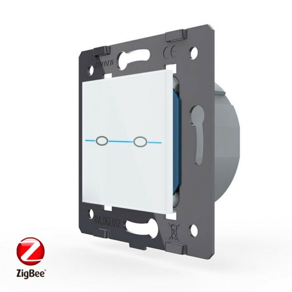 Двухклавишный сенсорный выключатель Livolo ZigBee Quadro, цвет белый (механизм)