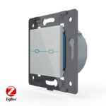 Двухклавишный сенсорный выключатель Livolo ZigBee Quadro, цвет серый (механизм)