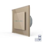 Сенсорный импульсный радиоуправляемый выключатель Livolo Quadro сухой контакт 2 клавиши Золотой