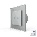 Сенсорный импульсный радиоуправляемый выключатель Livolo Quadro сухой контакт 2 клавиши Серый