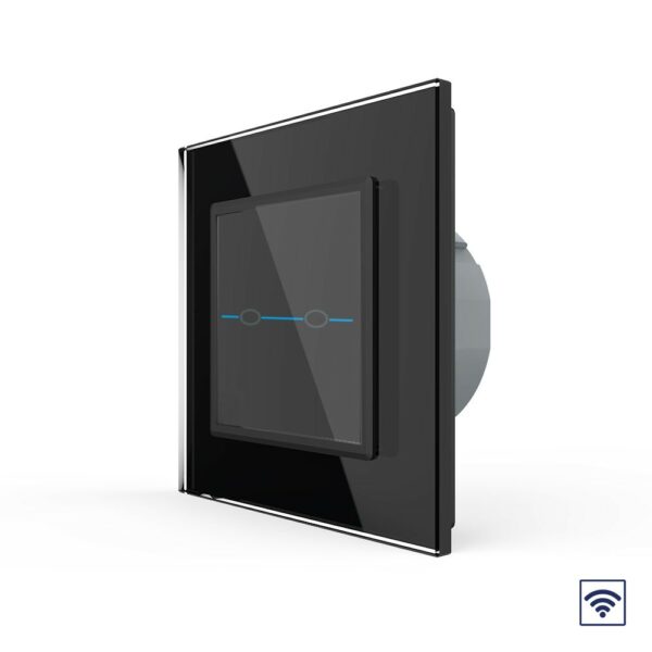 Сенсорный радиоуправляемый выключатель Livolo Quadro 2 клавиши 1 пост Черный