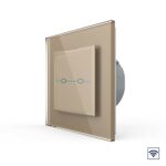 Сенсорный радиоуправляемый выключатель Livolo Quadro 2 клавиши 1 пост Золотой