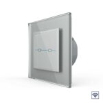Сенсорный радиоуправляемый выключатель Livolo Quadro 2 клавиши 1 пост Серый