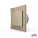 Сенсорный радиоуправляемый выключатель для жалюзи Livolo Quadro 2 клавиши 1 модуль Золотой