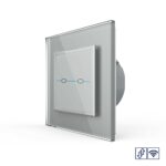 Сенсорный радиоуправляемый выключатель для жалюзи Livolo Quadro 2 клавиши 1 модуль Серый