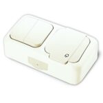 Vi-ko Palmiye блок В2+Розетка с крышкой IP54 открытая установка белый