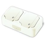 Vi-ko Palmiye блок Розетка 2-я с крышкой IP54 открытая установка белый