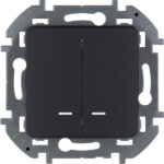 Legrand Inspiria выключатель двухклавишный с подсветкой/индикацией антрацит