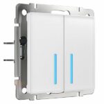 Умный сенсорный выключатель двухклавишный белый