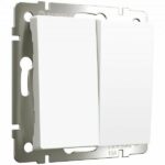 Выключатель двухклавишный с самовозвратом (белый матовый)