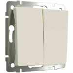 Выключатель двухклавишный проходной (айвори матовый)