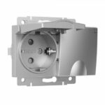 Розетка двойная влагозащ. с зазем. с защит. крышками и шторками (серебряный)