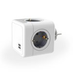 РАЗВЕТВИТЕЛЬ CUBE ORIGINL 4 EURO 16A, 2 USB A С БЛОКОМ 5В/2.1А ROCKETSOCKET, ЦВЕТ БЕЛЫЙ-СЕРЫЙ
