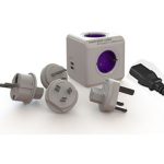 РАЗВЕТВИТЕЛЬ-УДЛИНИТЕЛЬ ALLOCACOC REWIRABLE CUBE 4 РОЗЕТКИ 2 USB 3 СМЕННЫХ ВИЛКИ 1,0 М